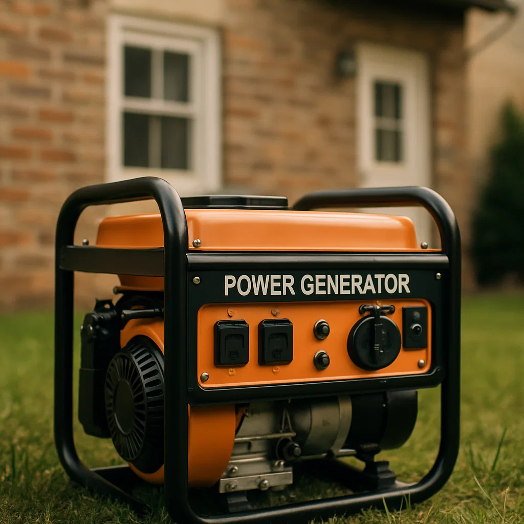 gerador de energia elétrica em um quintal de uma casa simples